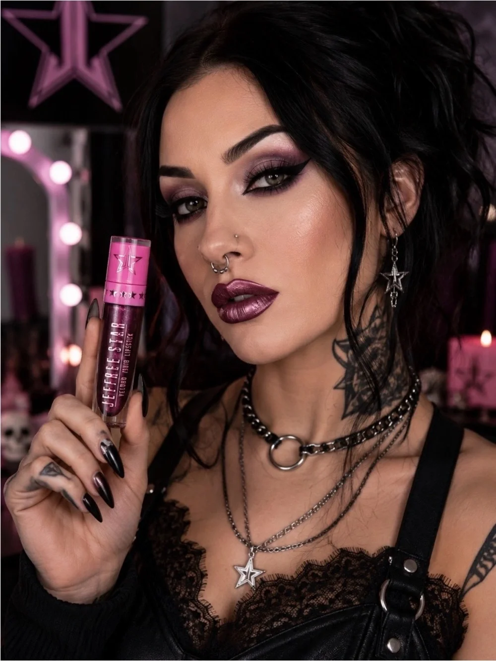 JEFFREE STAR Velour Liquid Lipstick No Tea No Shade Metallic Plum Goth Y2K NIB